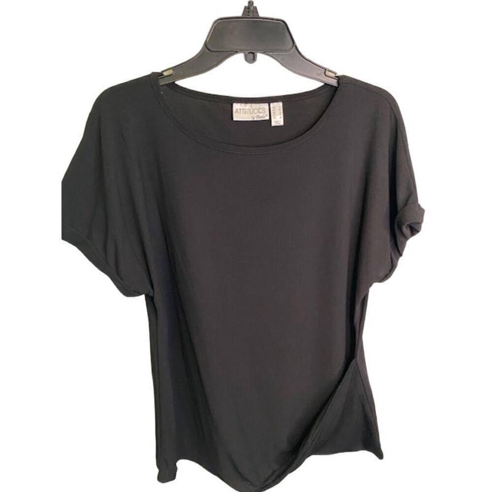 Attitudes by Renee‎ short sleeve Size Small black scoop round neck tee shirt